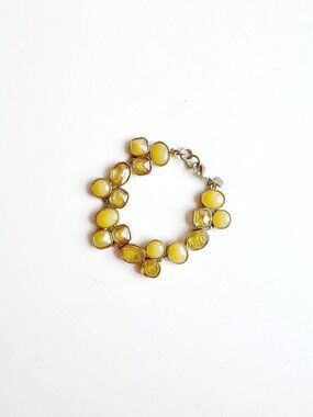 BANANA REPUBLIC Silver Tone Yellow Faceted Stone Cluster Bracelet